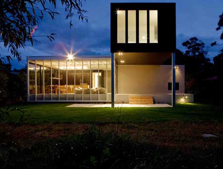 biệt thự về đêm exterior facade Rutherford House design in New Zealand