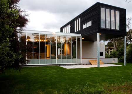 biệt thự về đêm exterior facade Rutherford House design in New Zealand