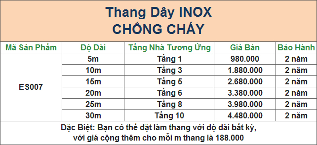 Gia Thang Day INOX Thoat Hiem Chong chay ES007